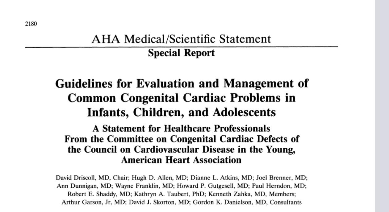 AHA Guidelines for Evaluation and Management of Common Congenital Cardiac Problems in Infants, Children, and Adolescents - 封面